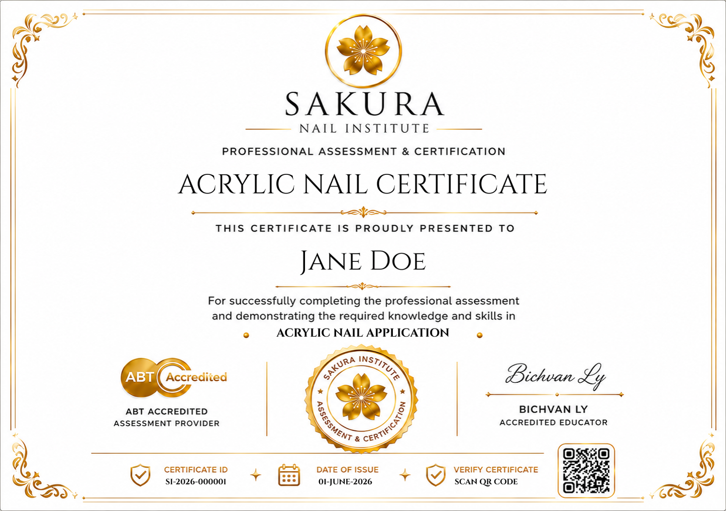 Acrylic Nail Certificate (ABT Accredited) – Digital PDF
