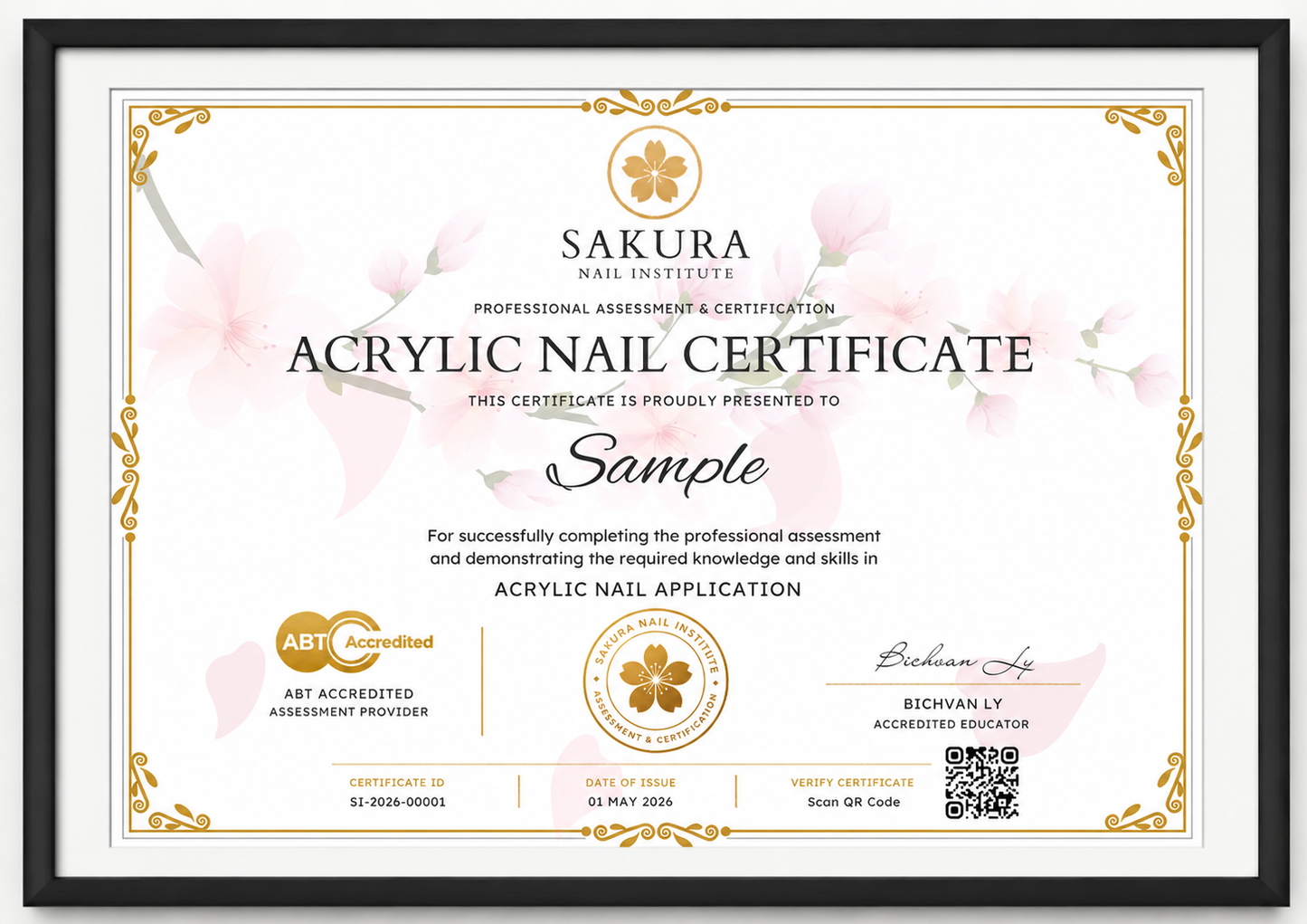 Acrylic Nail Certificate (ABT Accredited) – Printed Certificate Package