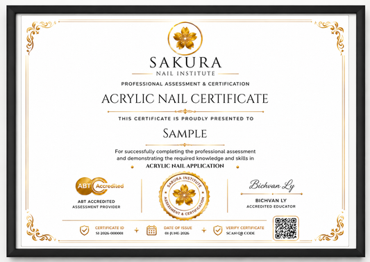 Acrylic Nail Certificate (ABT Accredited) – Printed Certificate Package