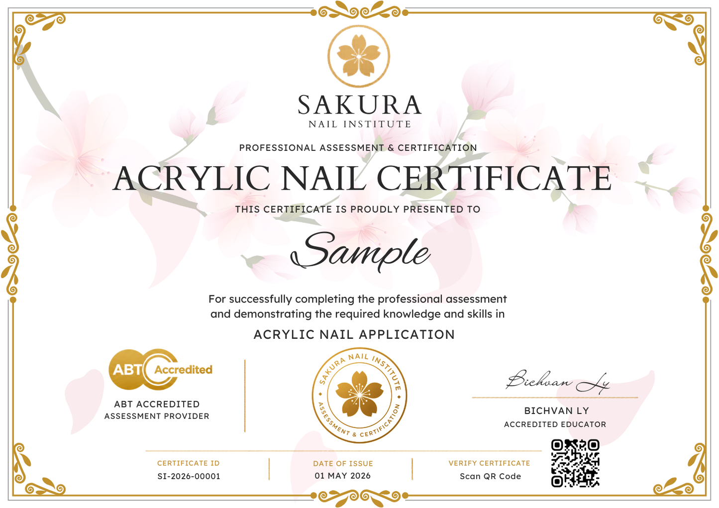 Acrylic Nail Certificate (ABT Accredited) – Digital PDF